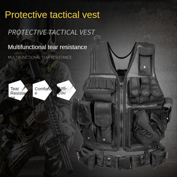 

tactical vest military combat army armor vests molle plate carrier swat outdoor hunting fishing cs training jackets, Camo;black