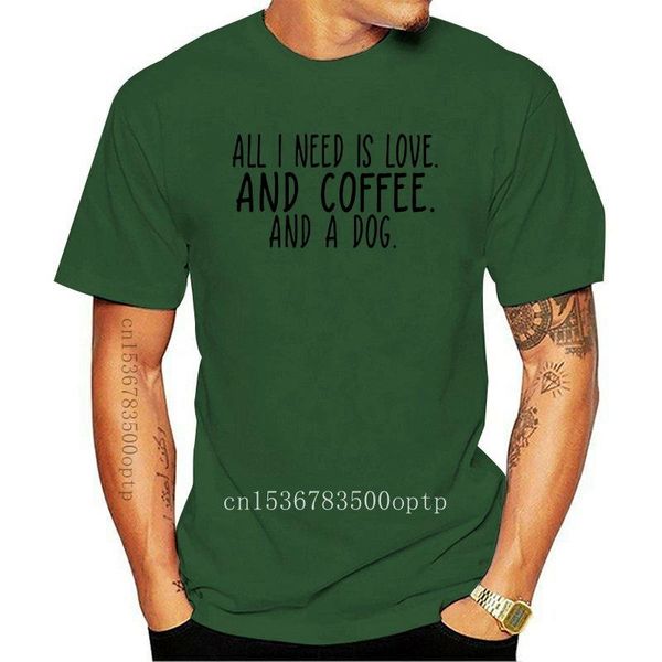 

men's t-shirts all i need is love and coffee a dog, White;black