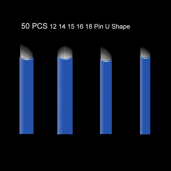 

tattoo needles 50pcs 0.2mm blue needle microblading for manual pen blade shape permanent makeup