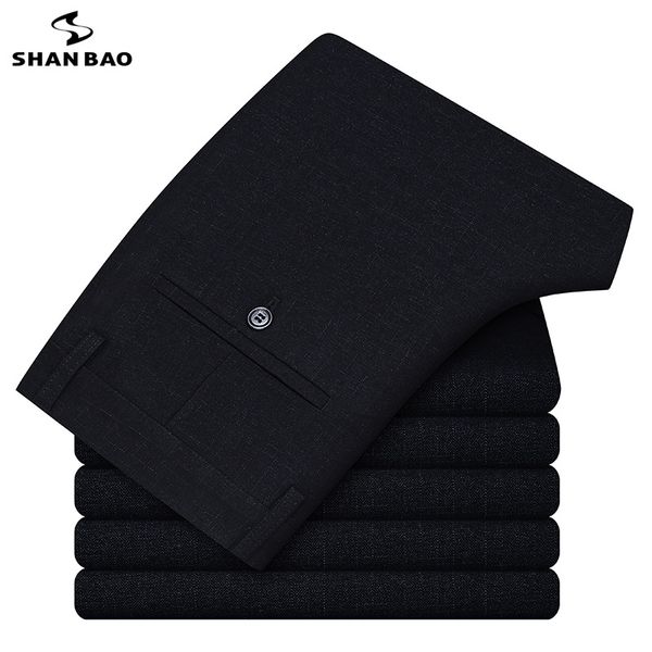 

shan bao classic jacquard straight men luxury clothes of business gentleman pants, Black