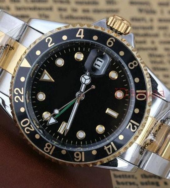 

fashion new pepsi gmt mens mechanical stainless steel automatic movement watch sports batman watches self wind wristwatches, Slivery;brown