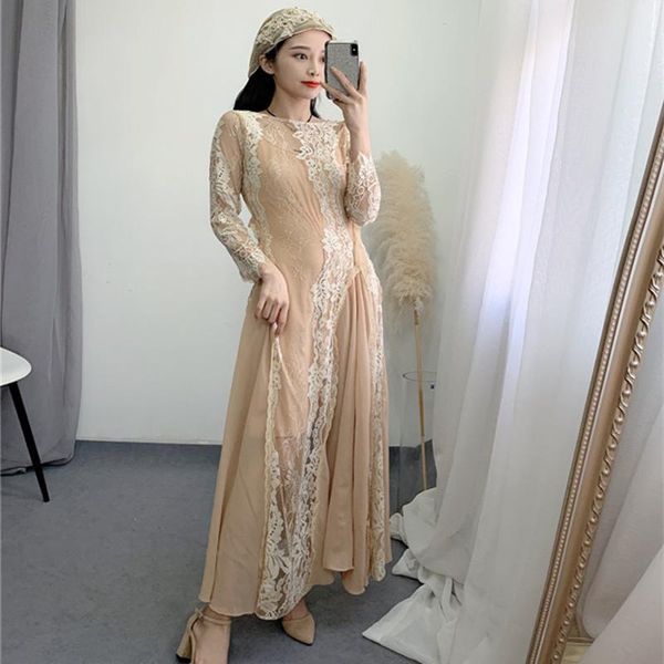 

casual dresses wedding evening party ladies dress elegant lace longer sleeve backless hollow out summer long maxi, Black;gray