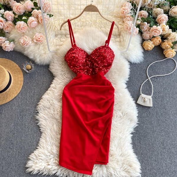 

women fashion ins nightclub disco dancing package hip mini dress sleeveless slim sequins stitching vestidos r544 casual dresses, Black;gray