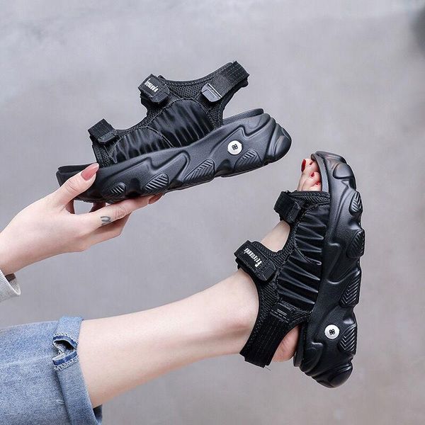 

maycaur gladiator platform womens sandals 2021 summer fashion women chunky beach sports sandal denim comfortable sandalias mujer, Black