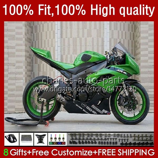 Kawasaki Ninja 600cc ZX 6R 6 R 636 600 CC 2009-2012 13NO28 ZX600 ZX636 ZX6R 09 10 11 12 ZX-636 ZX600C ZX-6R 2009 2010 2011 2012 OEM Bodys Yeşil Stoklar