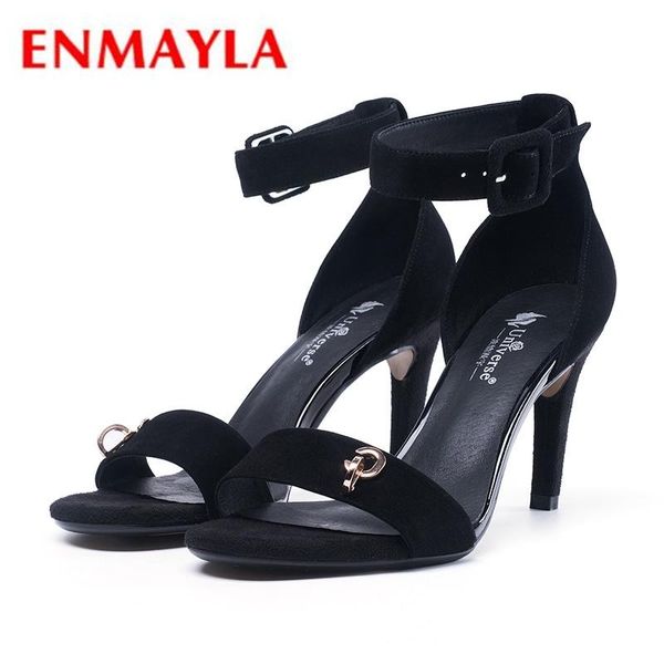 

sandals summer women fashion kid suede basic dress sandalias de mujer verano 2021 high heel shoes size 34-39 ly1018, Black