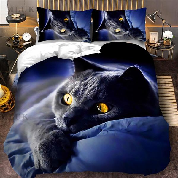 

bedding sets 3d cat set for girls boys cute colorful pattern bedspread 3 piece solid color black animal duvet cover