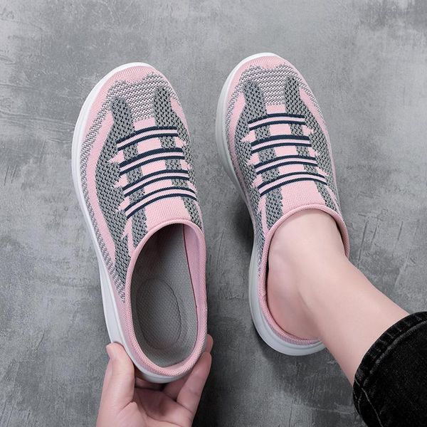 

slippers lightweight round toe for women mules flats soft house female slides four season black casual mesh lazy shoes