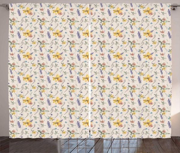 

curtain & drapes eggshell multicolor romantic curtains repetitive flowers watercolor style living room window