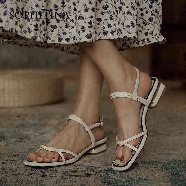 

sophitina women shoes fashion purple summer premium leather shoes ankle strap tpr comfort all-match casual lady sandals ao352 210513, Black