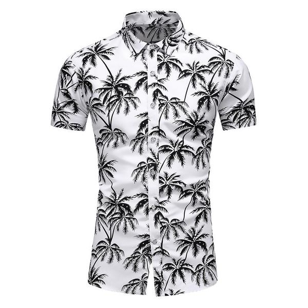 

men's casual shirts 2021 summer short sleeve shirt mens flower beach hawaiian slim fit floral men plus size 5xl 6xl 7xl, White;black
