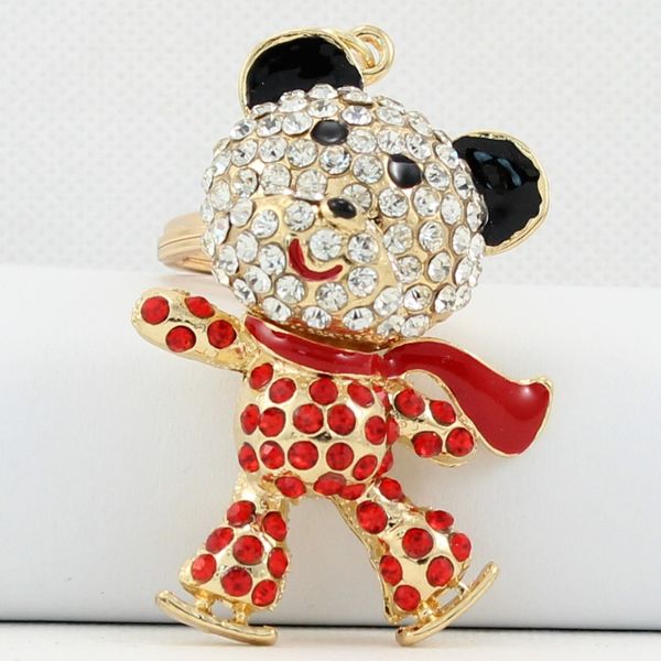 

skating bear creative car bag pendant korean style metal key chain, Slivery;golden