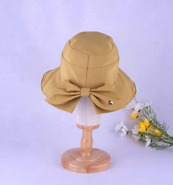 

version of new large eaves shading traveling sun protection bow fisherman for women spring and summer basin hat, Yellow