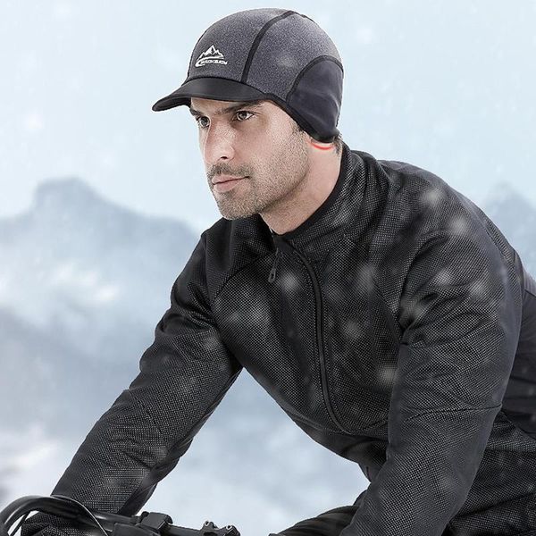 

winter outdoor cycling cap windproof ear protection mtb road bicycle bike riding running reflective sports ski warmer supplies caps & masks, Black