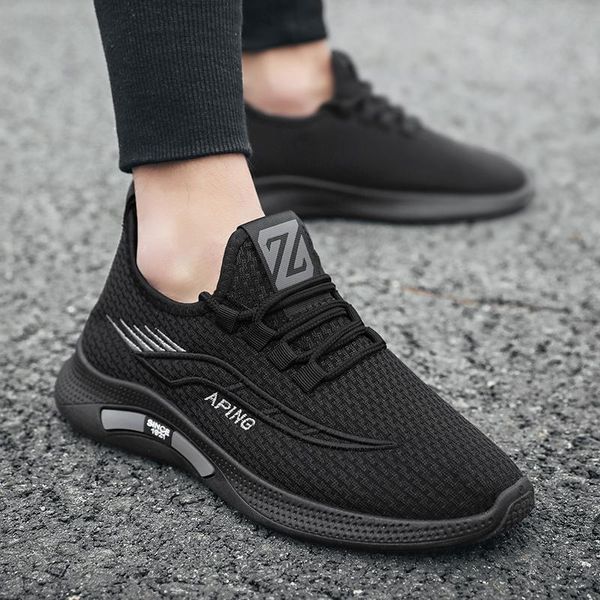 Authentische Flying-Mesh-Laufschuhe für Herren aus atmungsaktivem Mesh in Schwarz, Weiß, Rot, bequeme Sneaker mit weicher Sohle