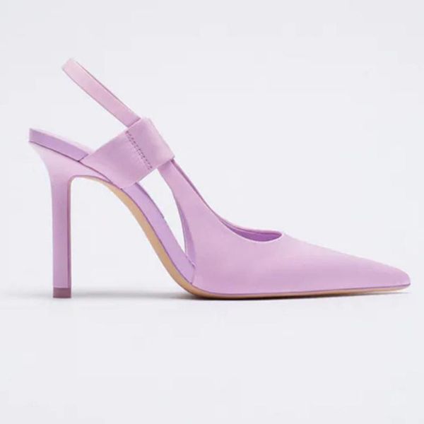

dress shoes 2021 european and american satin purple pumps pointed stiletto heels low-cut women's, Black