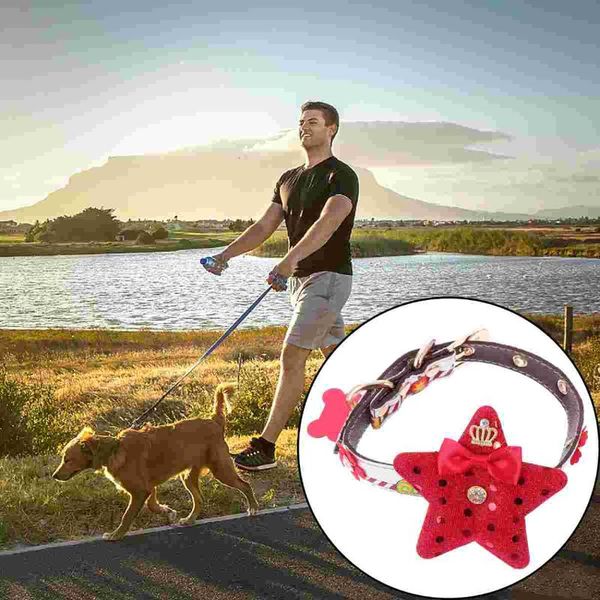 

cat collars & leads 1 pc christmas dog collar adjustable pet creative star (red)