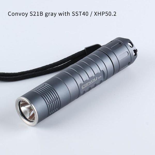 

flashlights torches gray convoy s21b with sst40 / xhp50.2 , dtp/ ar-coated temperature protection,21700 ,torch light