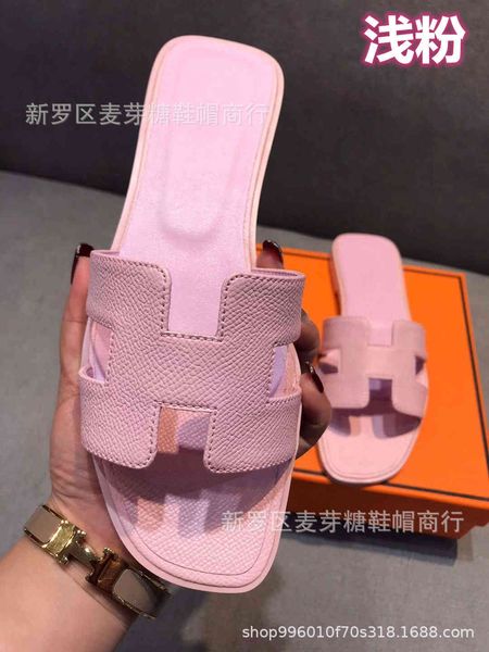 

slippers sandals south korean version of 2021h trailer with source summer fashion super fire leather flat bottomed flip flop beach casual fl, Black