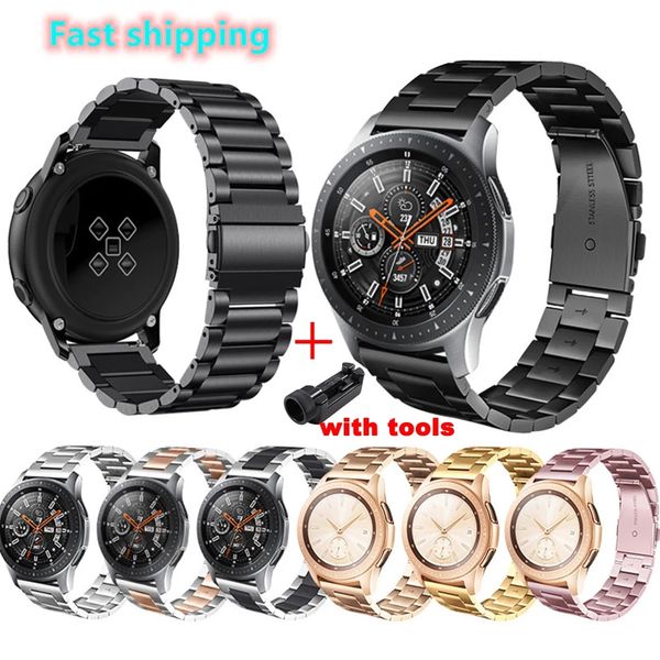 Correas de muñeca de metal universales de 22 mm y 20 mm para Samsung Gear S3 S2 Fit Huawei GT 2 Watch 42 mm 46 Band 40 44 mm Accesorios de pulsera con removedor de eslabones de bandas