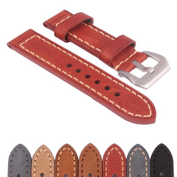 

watch bands buy 2 get 10% off) 20/22/24/26mm black brown handmade genuine real leather watchband strap wristwatch band buckle