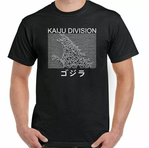 

godzilla t-shirt kaiju joy division unknown pleasures parody dinosaur mens, White;black