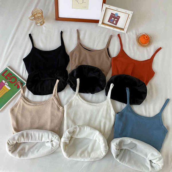 

women's warm vest plus velvet thickening body shaping bottoming autumn and winter sling underwear 210514, White