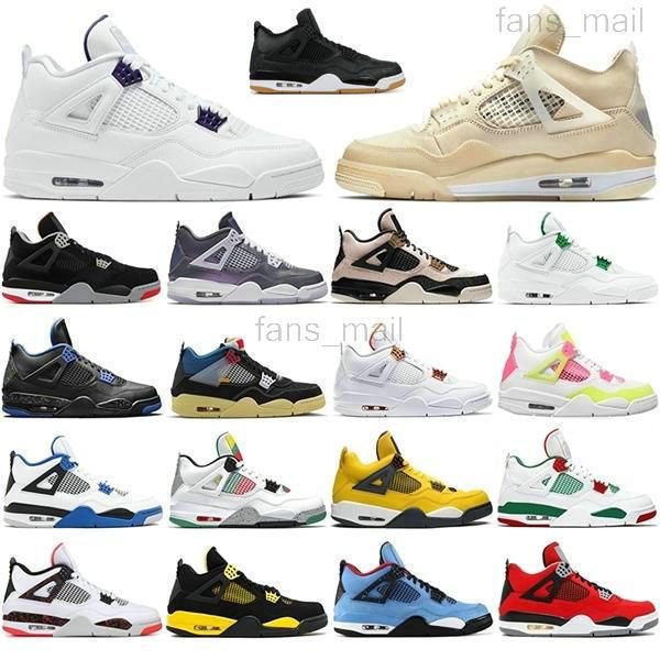 

2023 high shoes menswomensbasketballshoesjumpman4s4thunder metallic red sail black cat purple military blue green bordeaux silt alternate 89