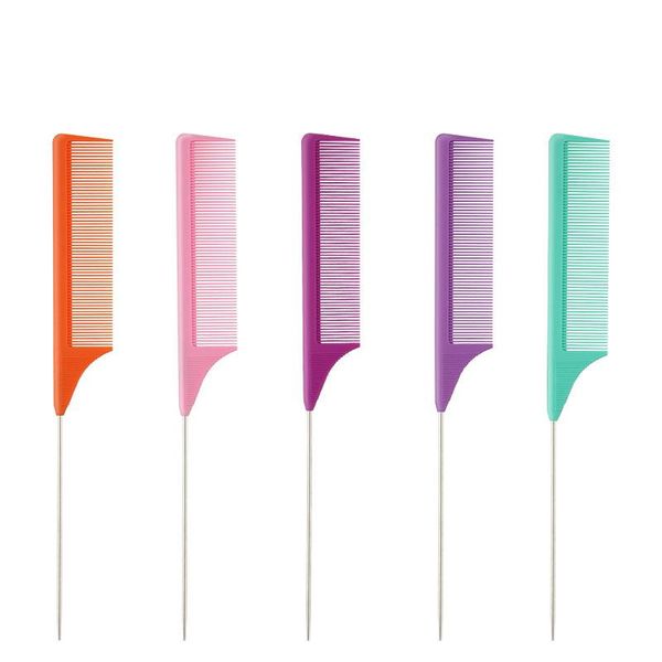 

hair brushes steel tip tail comb salon professional dyeing haircut high temperature anti-static cutting styling tools, Silver