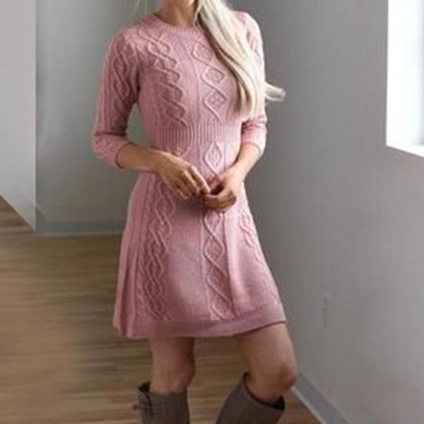 

casual dresses autumn mini knit dress women half sleeve crew collar solid color slim fit party high street fashion outfit 2021 vestidos, Black;gray