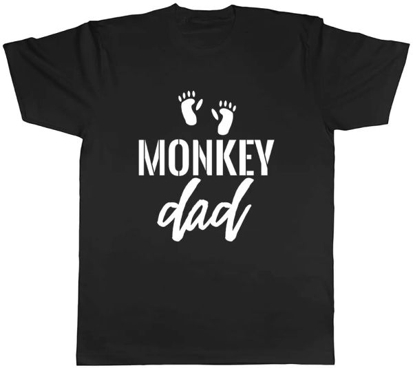 

Monkey Dad Mens Unisex T-Shirt Tee, White;black