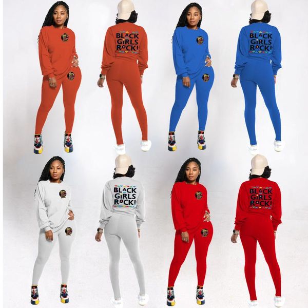 

women's two piece pants zaggin 2021 autumn women back letter 4-color sports 2-piece set casual lady o-neck full sleeve long plus size s, White