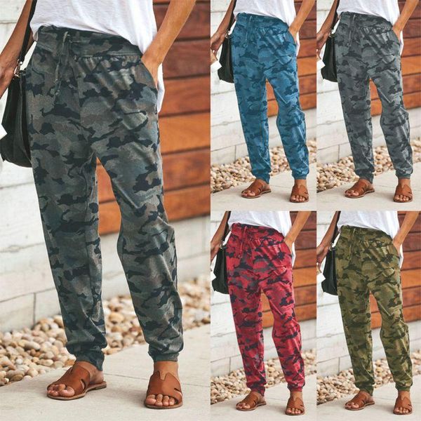 

women's pants & capris women ladies camo cargo harem loose sports joggers casual camouflage trousers, Black;white