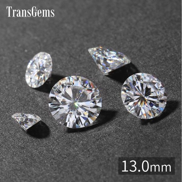 

loose gemstones transgems 13mm 8 carat gh color certified lab grown moissanite diamond bead test positive as real gemstone, Black