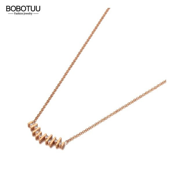 

chokers bobotuu fashion cubic zirconia charm pendant necklace for women stainless steel bohemia party jewelry bn20137, Golden;silver