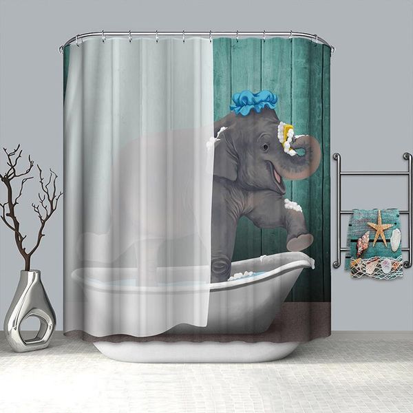 

small elephant shower curtain waterproof drop bathroom polyester fabric curtains