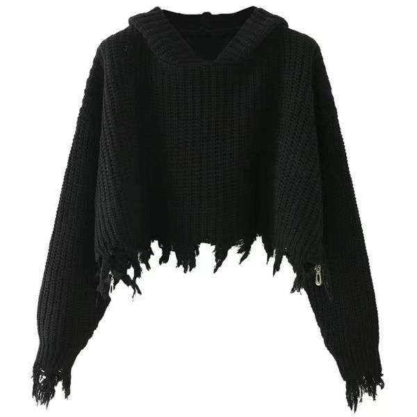 

tank female fashion autumn hoodie nightgown girl long loose street style short sweater, White