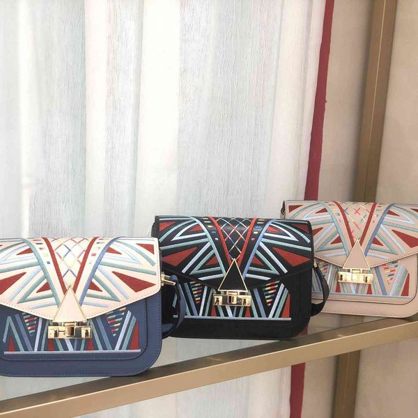 

bag women's 2021 summer shoulder leather embroidered small square national style menger light luxury
