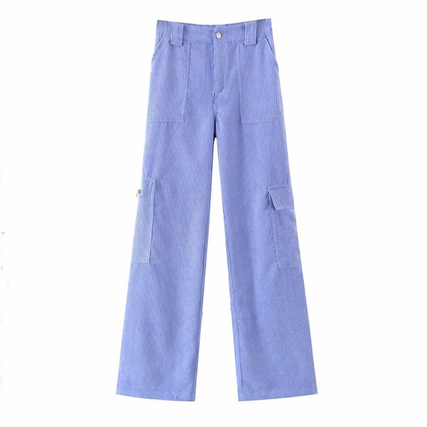 

casual woman loose purple corduroy cargo pants spring autumn fashion laides pocket trousers girls sweet cool pant 210515, Black;white