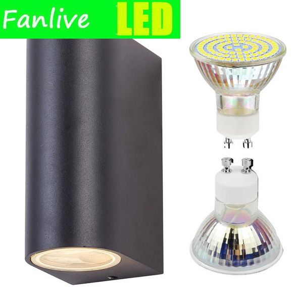 

10pcs led wall lamp 5w/10w gu10 bulbs lights waterproof ip65 modern porch light ac85-265v courtyard outdoor indoor lighting lamps