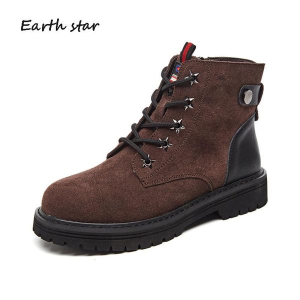 

boots earth star retro shoes women fashion brand maartin real leather lady chaussure female footware breathable girl', Black