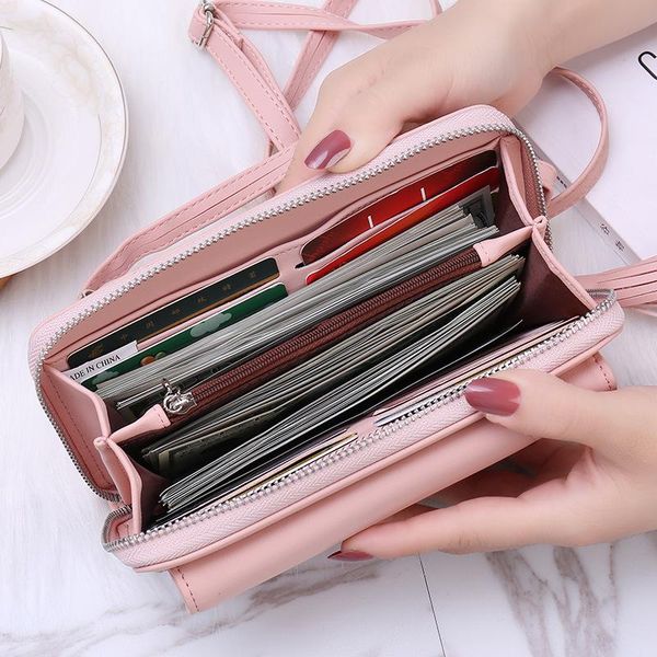 

wallets style 2021 women's wallet japanese and korean-style european american minimalist zip long card bit more large capacity, Red;black