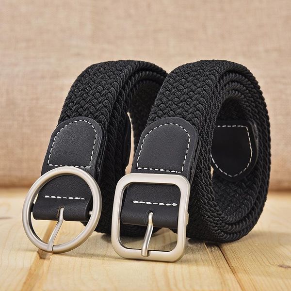 

belts canvas braided belt women elastic tight pants men's and women's casual needle buckle schoolgirls luxury, Black;brown