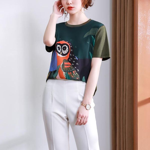 

fashion printed t-shirt large size loose casual korean women's clothing, White