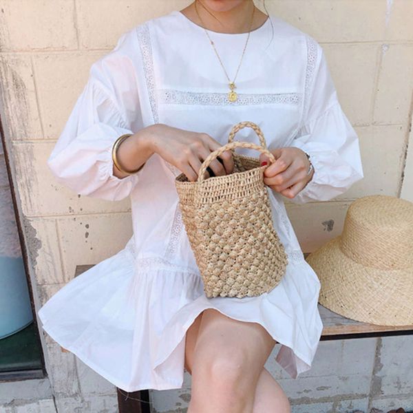 

casual dresses dress women clothessweet age reduction round neck lace stitching design loose small lantern sleeve 2suy, Black;gray