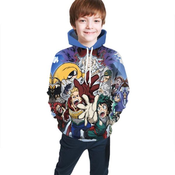 

men's hoodies & sweatshirts kids clothes anime my hero academia customized sweatshirt casual hoodie suitable for teenager trend, Black