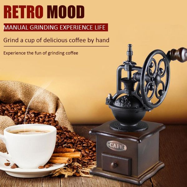 

manual coffee grinders retro grinder cast iron hand handmade adjustable bean grinding mill kitchen tool accessories#20