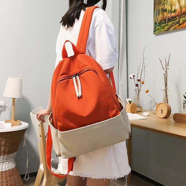 

casual backpack female solid color women high capacity shoulder bag lapfor teenage
