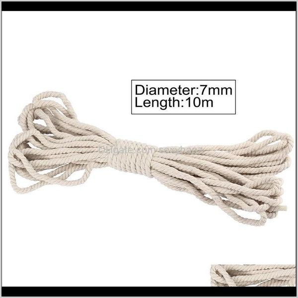 

yarn 7mm diameter white beige 10 meters cotton twisted rope rame art craft string diy handmade thread cord 5ezgy ufx6d, Black;white
