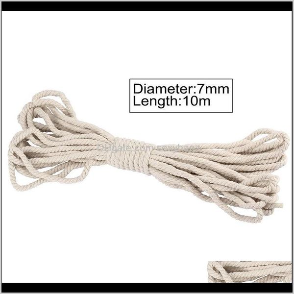 Garn 7 Mm Durchmesser Weiß Beige 10 Meter Baumwolle Gedrehtes Seil Rame Art Craft Schnur DIY Handgemachte Fadenschnur 5Ezgy Ufx6D